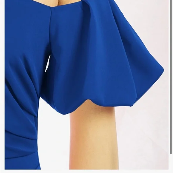 Women Off Shoulder Ruched Bodycon Vintage Cocktail Party Dress - Picture 3 of 5